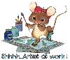 MOUSE ARTIST AT WORK PAINTING