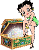 Betty Boop with a trunk and a crystal ball