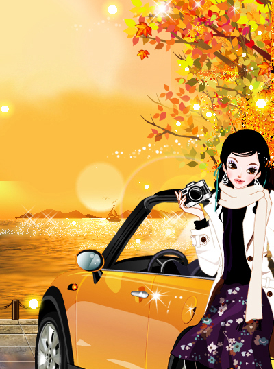 beautiful fashion girl with her car