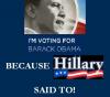 Hillary says "Vote for Obama"