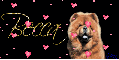 Chow Chow (tan) Tag with floating hearts- Becca