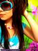 Scene girl with blue sunglasses 