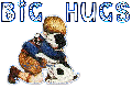 Boy hugging his pet dog