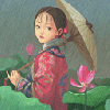 chinese girl in the rainy day
