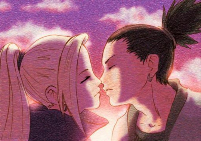 Backgrounds " Anime " kissing scene of ino and shika. 