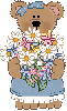 teddy bear with bouquet of flowers