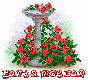 Bird bath with roses and Have a nice day text