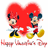 Mickey and Minnie with Happy V-Day Text