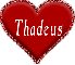 Red heart with name Thadeus