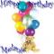 Happy Birthday Melanie bear and balloons
