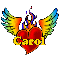 Carol with winged heart and flames