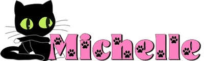 Black kitty with Michelle in pink
