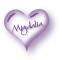 purple heart with the name Migdalia