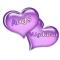 purple hearts with hugs Migdalia