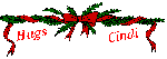 Christmas Garland with Red Bow - Hugs - Cindi
