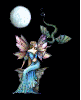 fairy with dragon and full moon