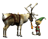 elf feeding a reindeer