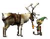 elf feeding a reindeer