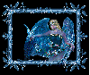glittered blue angel with dove in frame
