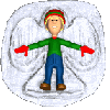 boy making snow angel