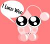 Light Pink Frosting Droplet "I Lwuv Woo" Display Pic