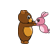 Bear and  Pink Bunny hug 