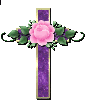 purple cross with flowers