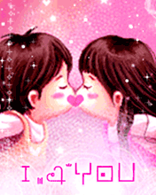 i love you : cute lovers kissing