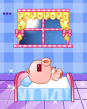 cute pig in his bed