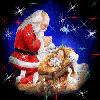 Santa Over Baby with Sparkles
