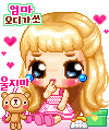 cute kawaii blonde girl & teddy bear