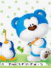 blue teddy & penguin