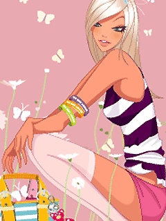 cute kawaii fashion girl & butterflies