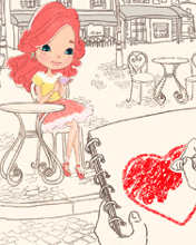 cute kawaii shy girl at a cafÃ©