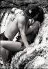 couple kissing in waterfall