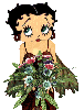 Betty Boop holding flowers