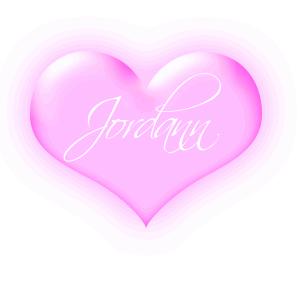 Jordann in a pink blinking heart